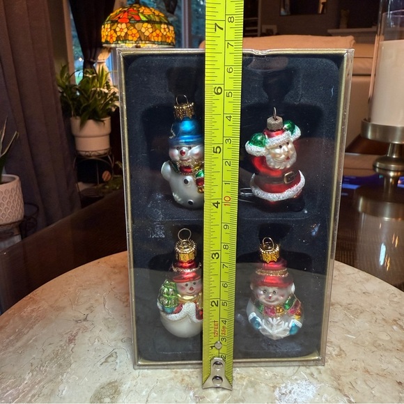 Christmas Ornaments Vintage Michaels Glass Tree Set of 4 Miniature Santa Elf Man - Picture 8 of 9